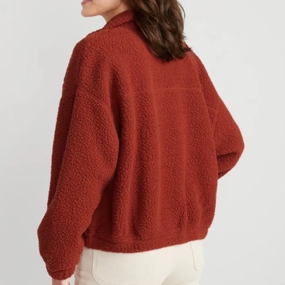 New Old Navy Sherpa fleece zip up funnel neck rust burnt orange size XS - Picture 11 of 12